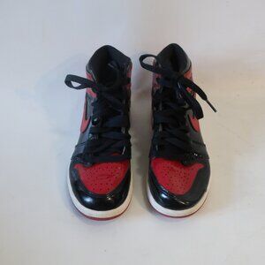 Boys Nike Air Jordan 1 Retro High Patent Leather Blk, Red AQ2664-063 Sneakers 3Y